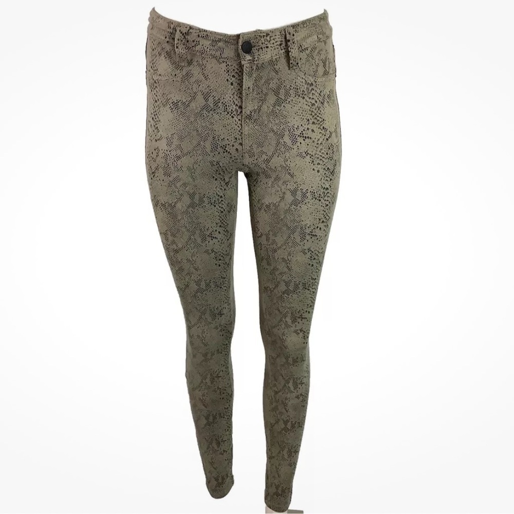 Anthropologie Sz 26 Janice Ultra Skinny Python Print Jeans Brown Polyester - Picture 1 of 8